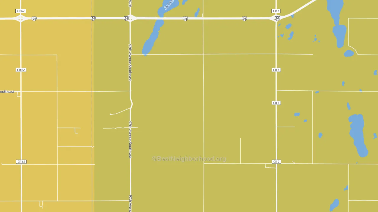 Map of the best neighborhoods in the Eckelson area, with better matches in green and worse matches in red