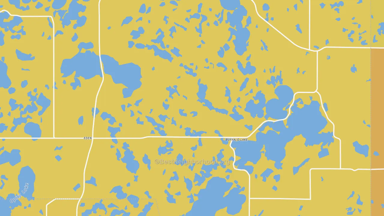 Map of the best neighborhoods in the Eden area, with better matches in green and worse matches in red