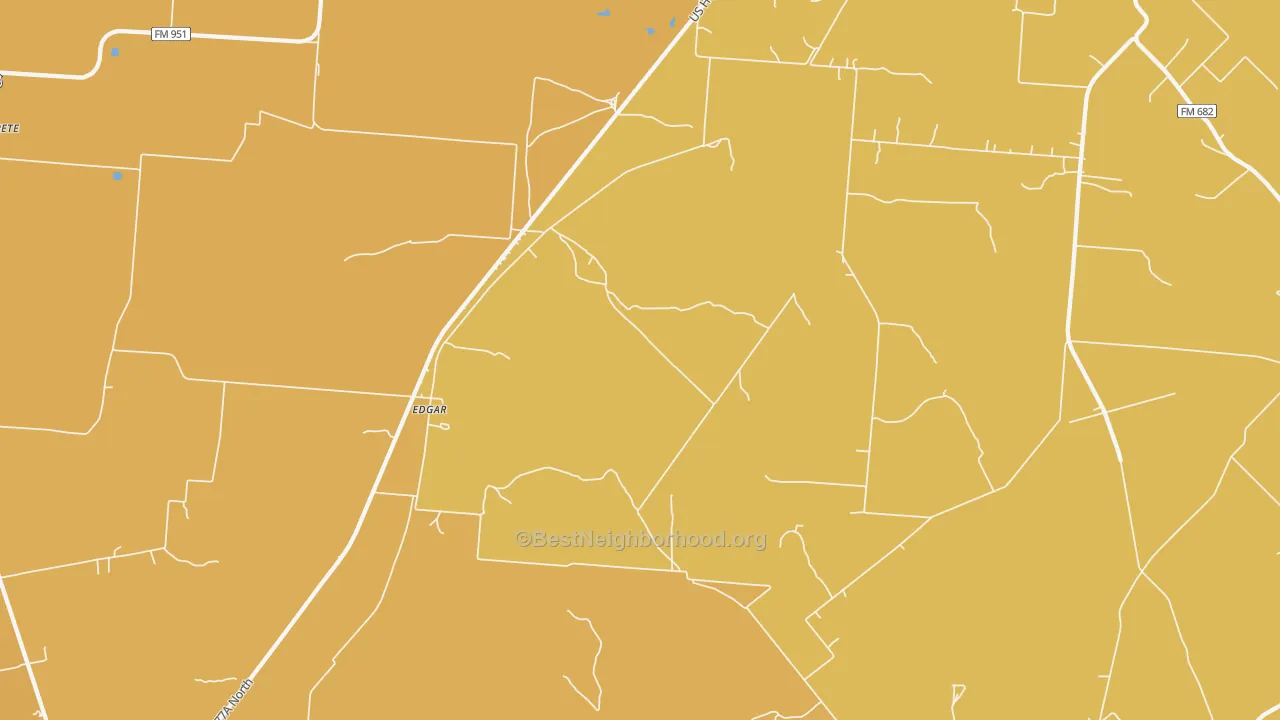 Map of the best neighborhoods in the Edgar area, with better matches in green and worse matches in red