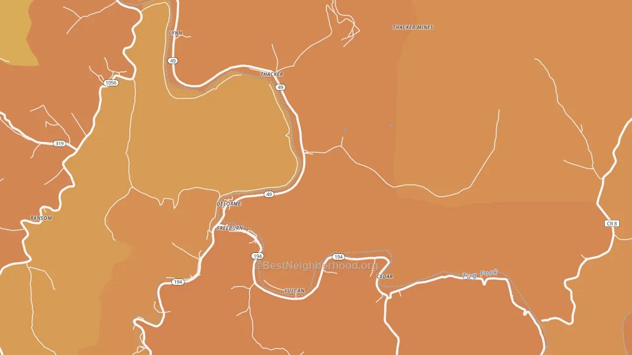 Map of the best neighborhoods in the Edgarton area, with better matches in green and worse matches in red