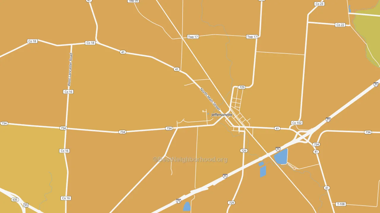 Map of the best neighborhoods in the Edgefield area, with better matches in green and worse matches in red