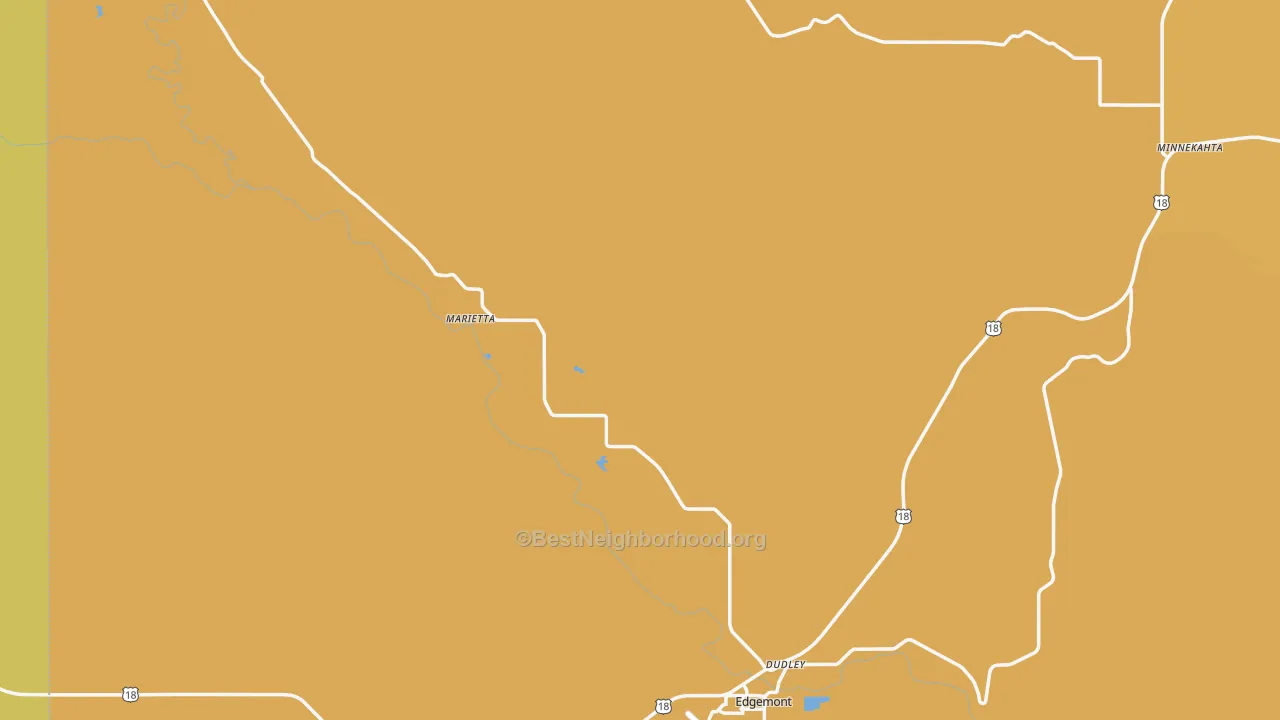 Map of the best neighborhoods in the Edgemont area, with better matches in green and worse matches in red