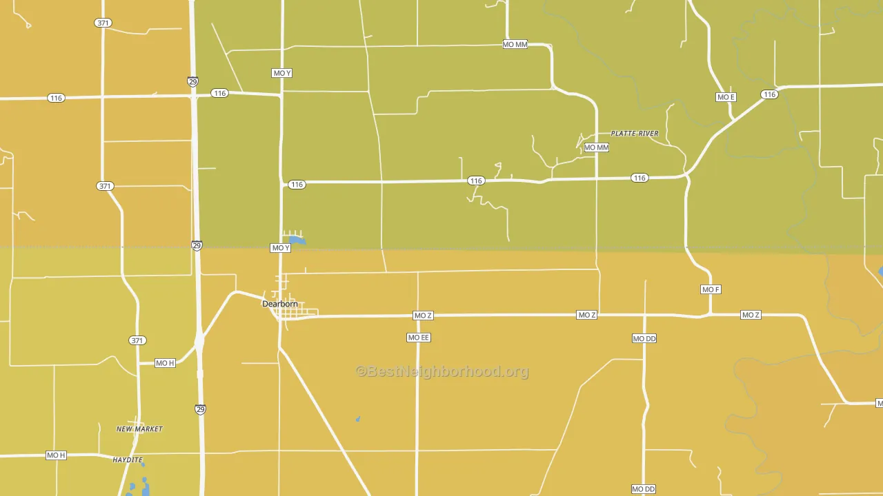Map of the best neighborhoods in the Edgerton Junction area, with better matches in green and worse matches in red