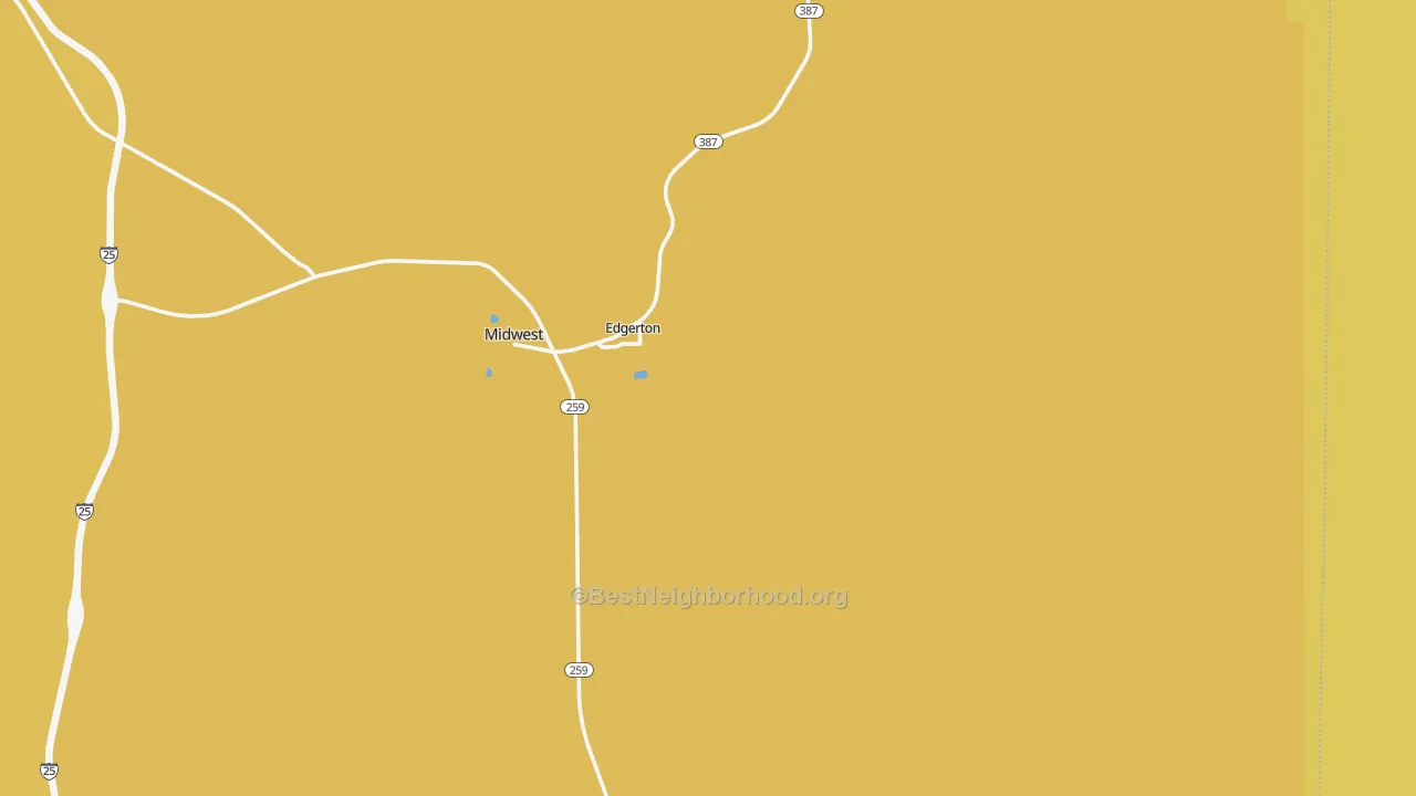 Map of the best neighborhoods in the Edgerton area, with better matches in green and worse matches in red