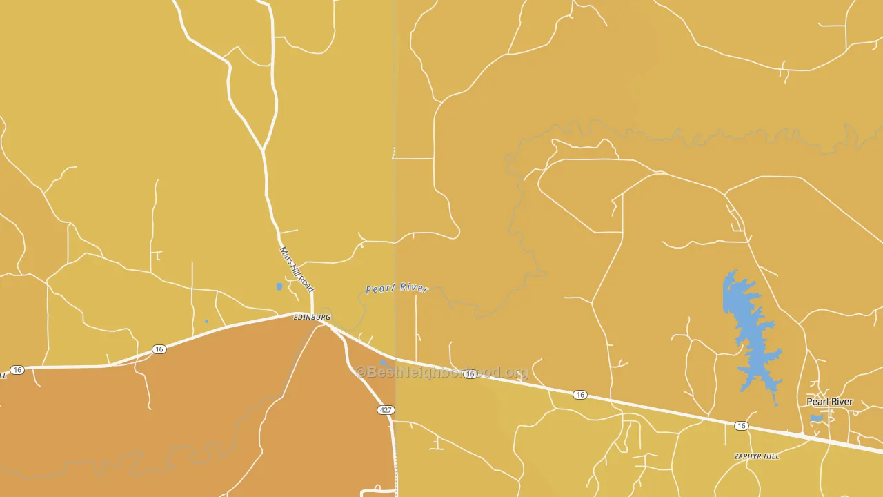Map of the best neighborhoods in the Edinburg area, with better matches in green and worse matches in red