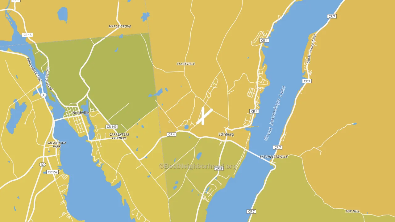 Map of the best neighborhoods in the Edinburg area, with better matches in green and worse matches in red