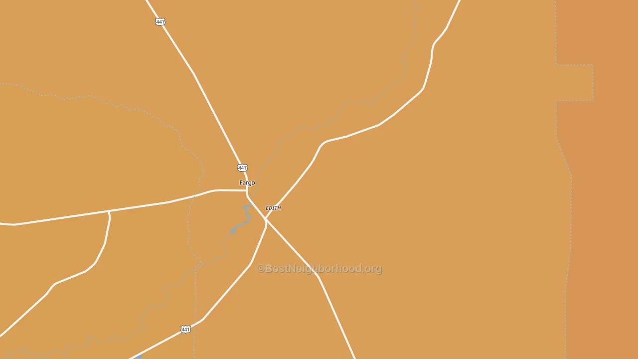 Map of the best neighborhoods in the Edith area, with better matches in green and worse matches in red