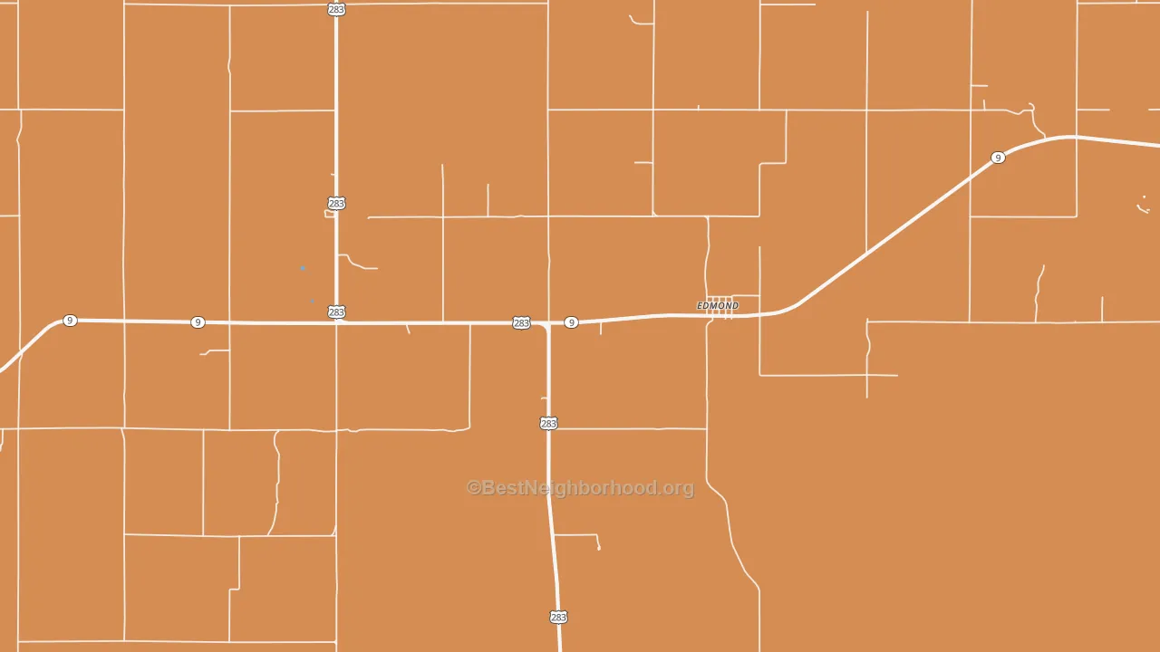 Map of the best neighborhoods in the Edmond area, with better matches in green and worse matches in red
