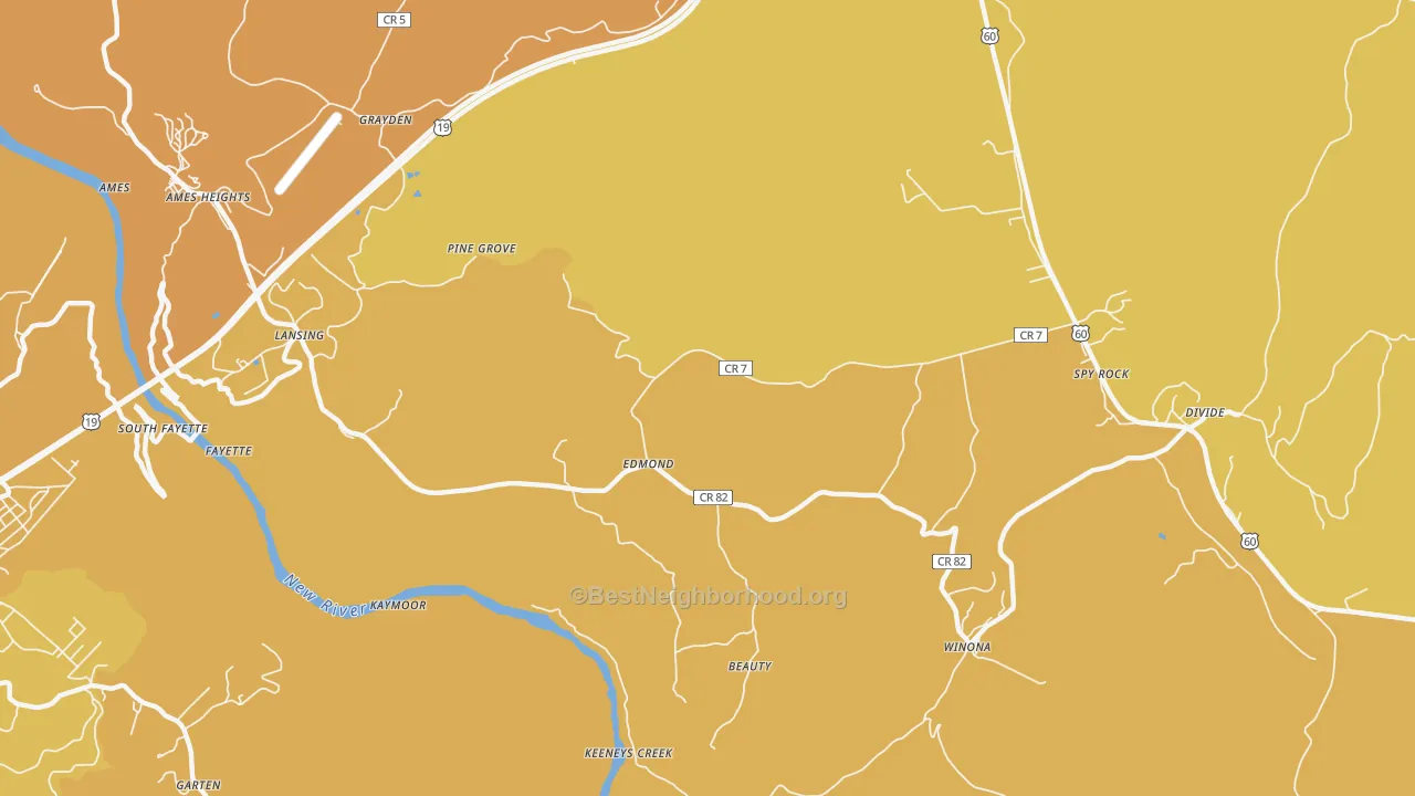 Map of the best neighborhoods in the Edmond area, with better matches in green and worse matches in red