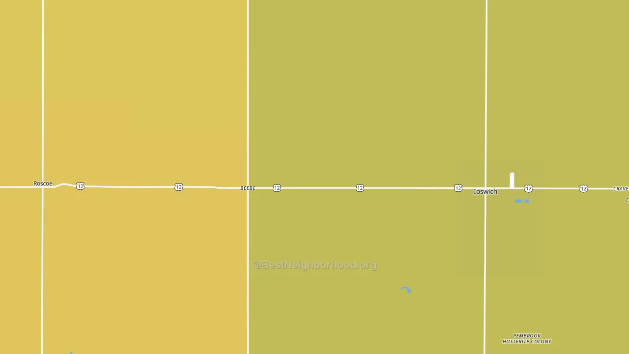 Map of the best neighborhoods in the Edmunds County area, with better matches in green and worse matches in red