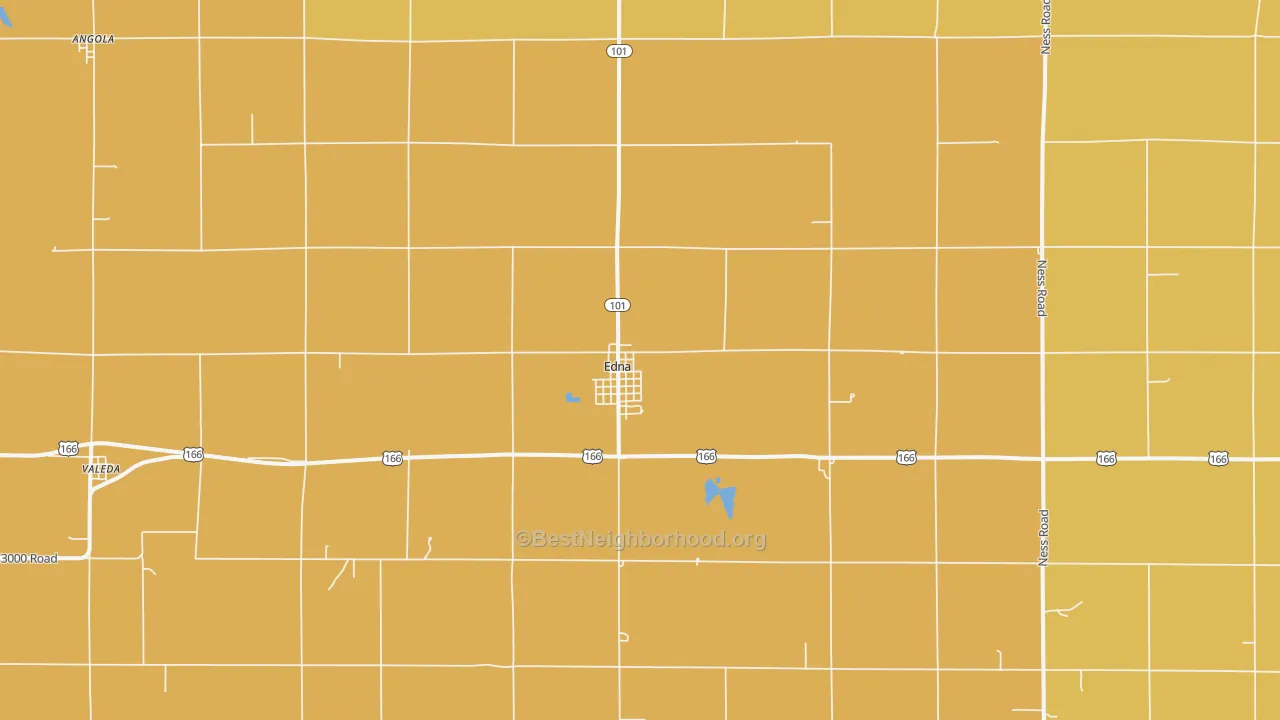 Map of the best neighborhoods in the Edna area, with better matches in green and worse matches in red