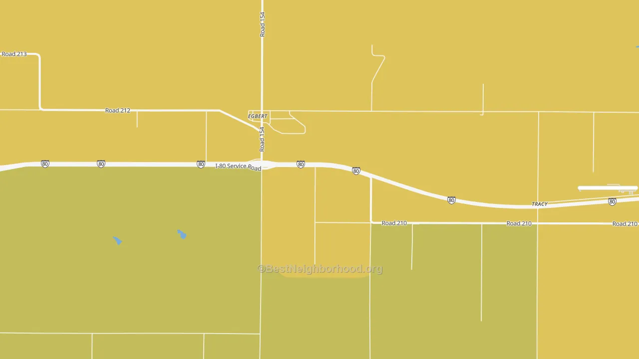 Map of the best neighborhoods in the Egbert area, with better matches in green and worse matches in red