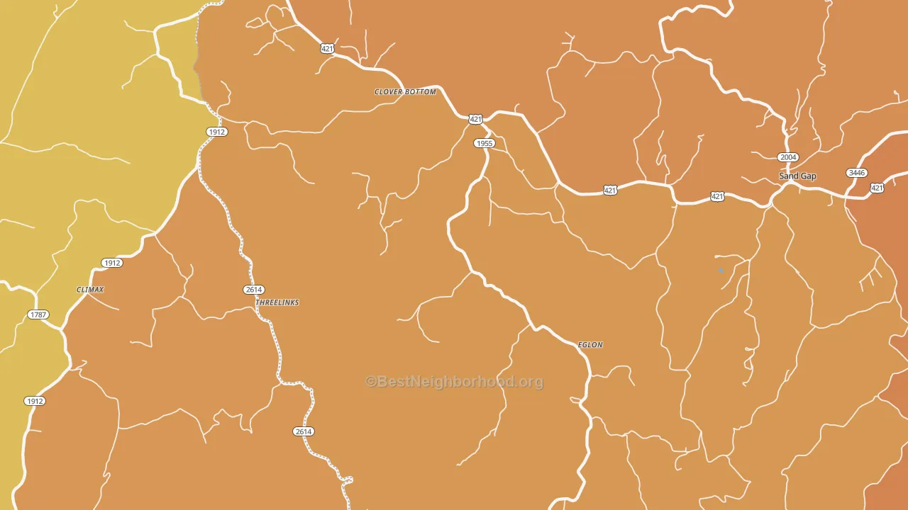 Map of the best neighborhoods in the Eglon area, with better matches in green and worse matches in red