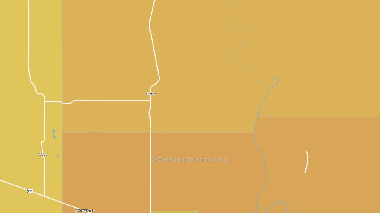 Map of the best neighborhoods in the Egnar area, with better matches in green and worse matches in red