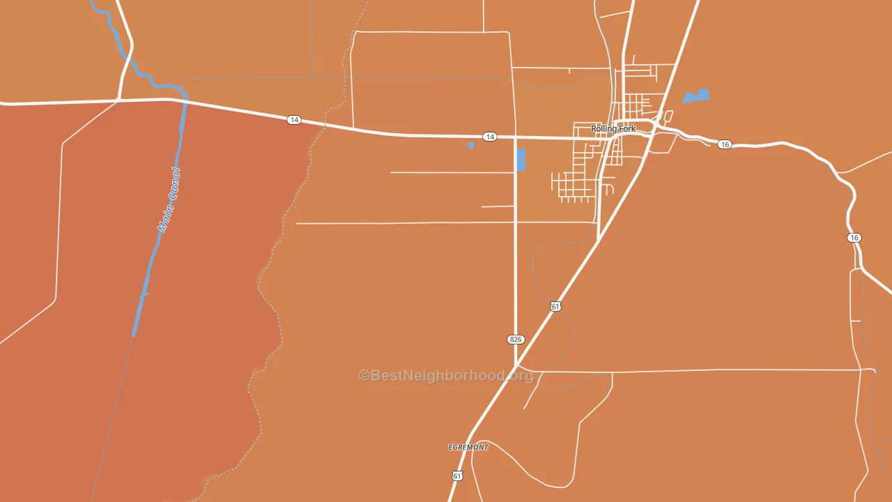 Map of the best neighborhoods in the Egremont area, with better matches in green and worse matches in red