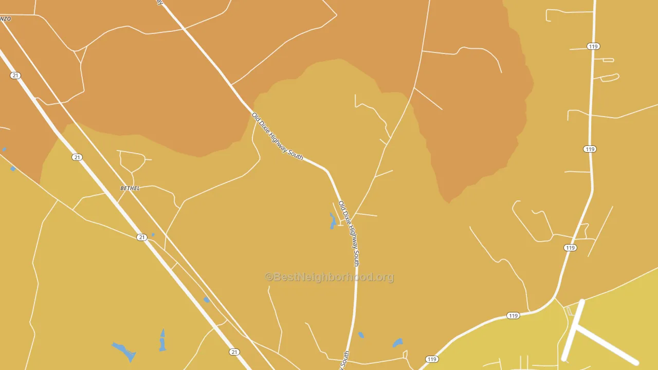 Map of the best neighborhoods in the Egypt area, with better matches in green and worse matches in red