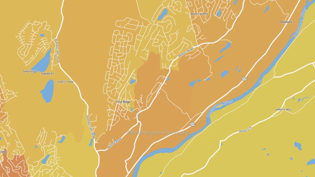 Map of the best neighborhoods in the Egypt Mills area, with better matches in green and worse matches in red