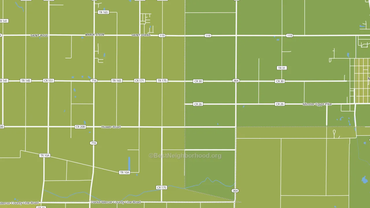Map of the best neighborhoods in the Egypt area, with better matches in green and worse matches in red