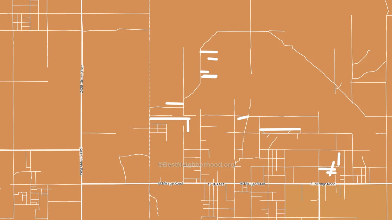Map of the best neighborhoods in the El Mirage area, with better matches in green and worse matches in red