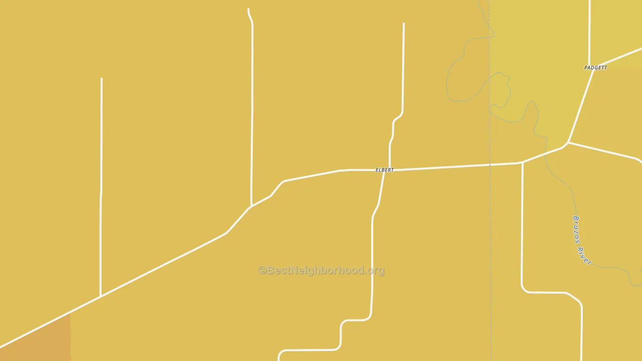 Map of the best neighborhoods in the Elbert area, with better matches in green and worse matches in red