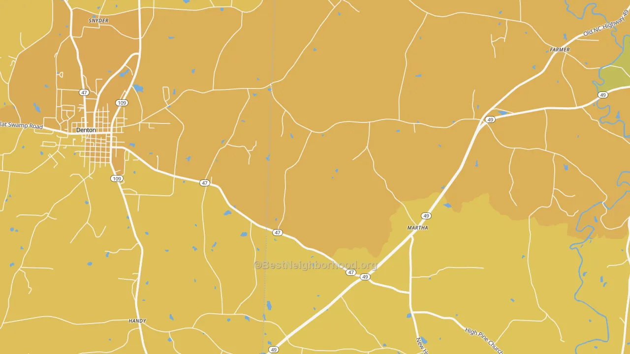Map of the best neighborhoods in the Eldorado area, with better matches in green and worse matches in red