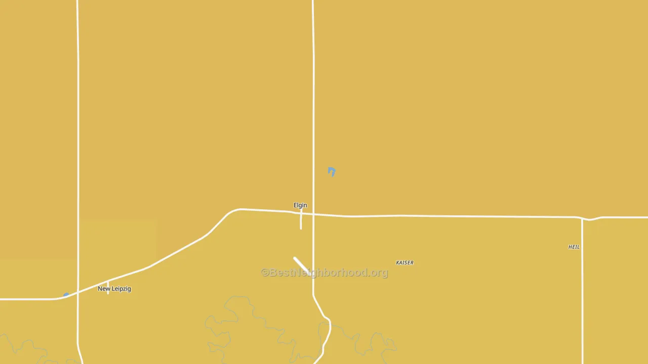 Map of the best neighborhoods in the Elgin area, with better matches in green and worse matches in red