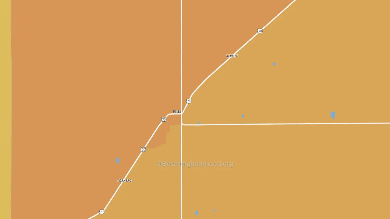 Map of the best neighborhoods in the Elida area, with better matches in green and worse matches in red