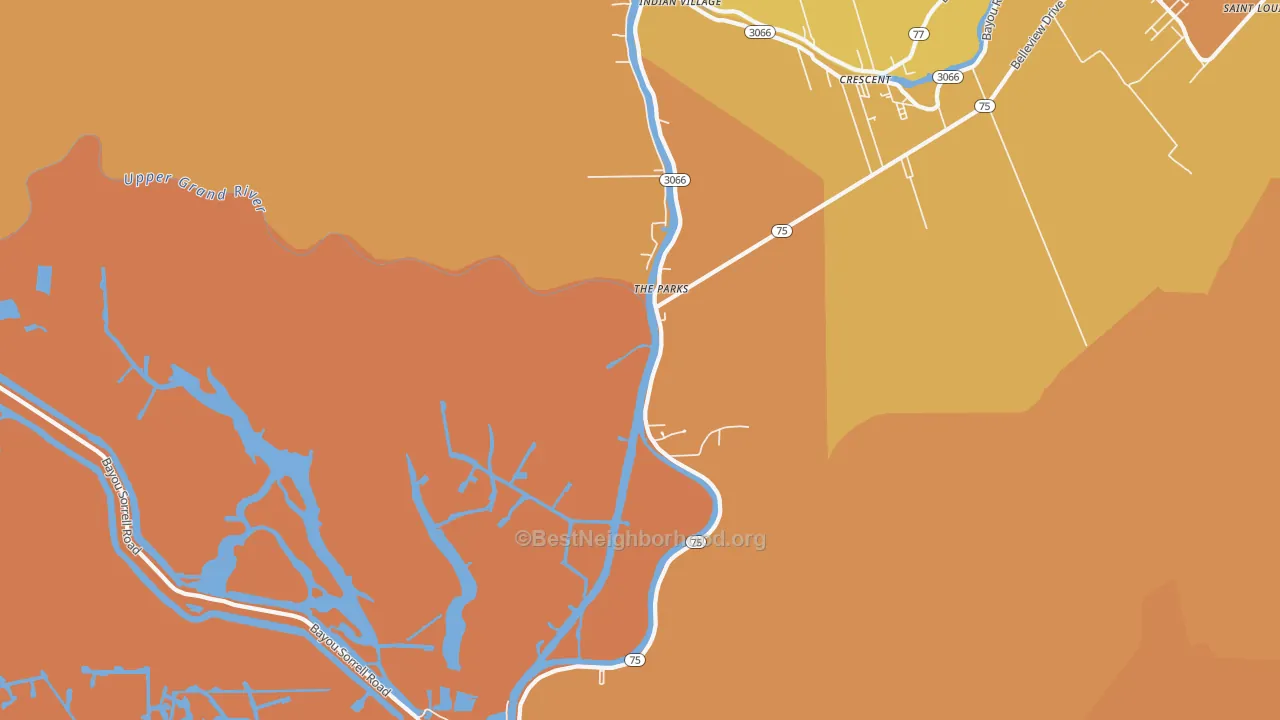 Map of the best neighborhoods in the Eliza area, with better matches in green and worse matches in red