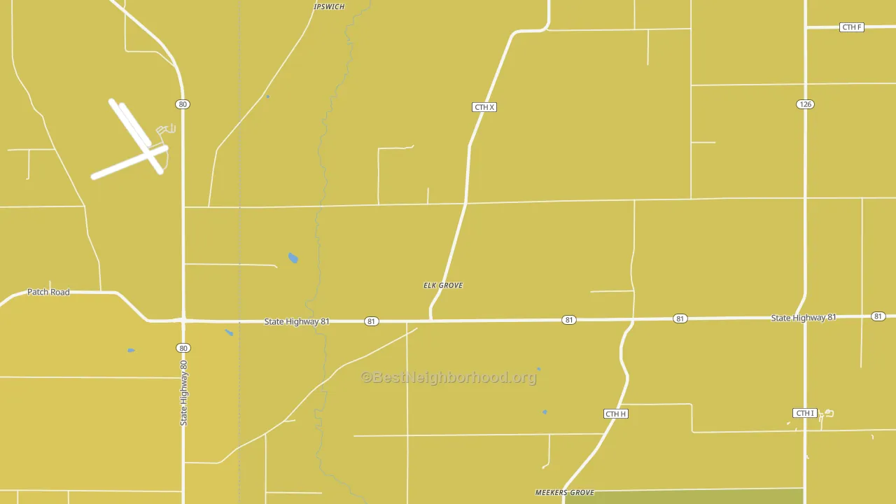 Map of the best neighborhoods in the Elk Grove area, with better matches in green and worse matches in red