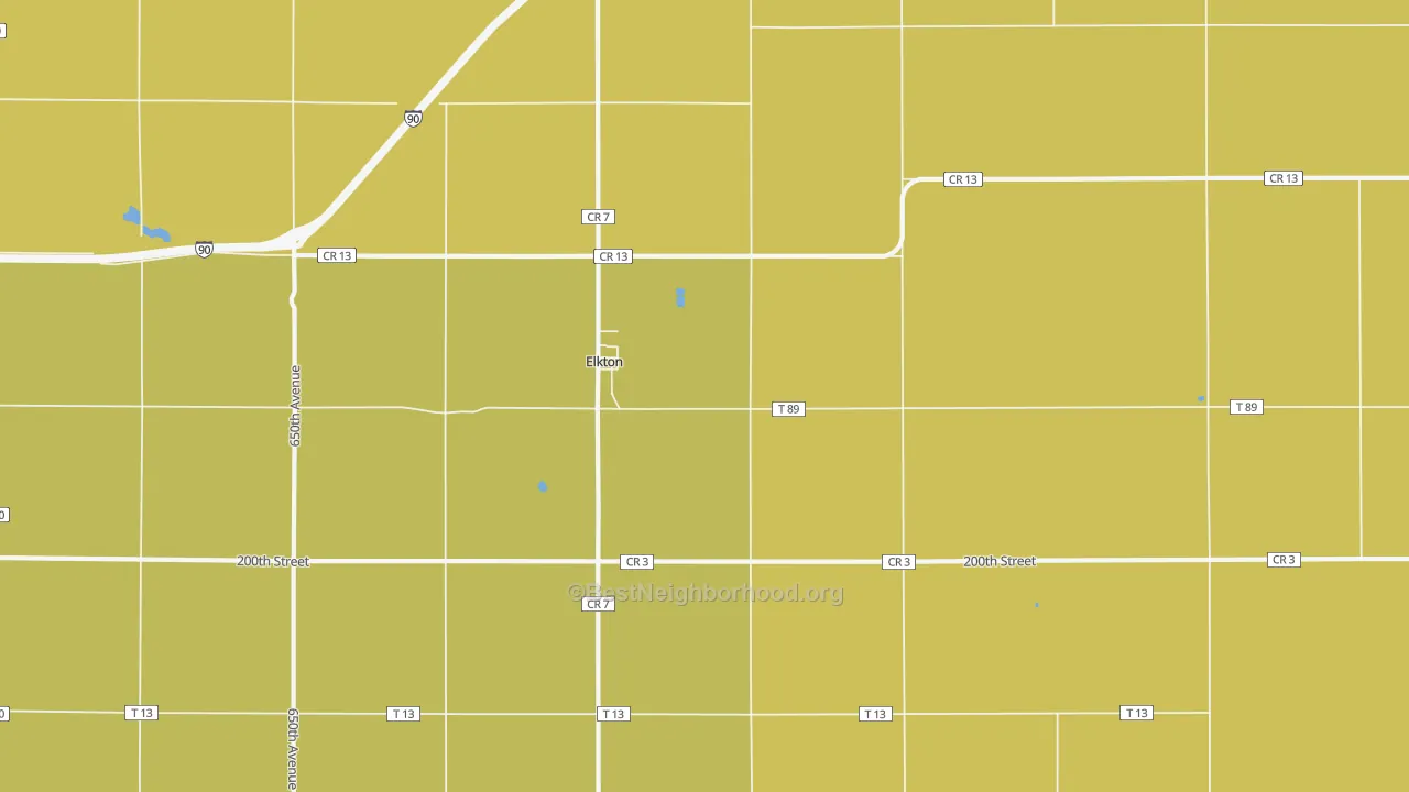 Map of the best neighborhoods in the Elkton area, with better matches in green and worse matches in red