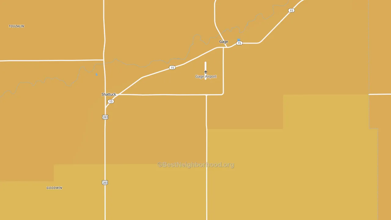 Map of the best neighborhoods in the Ellis County area, with better matches in green and worse matches in red