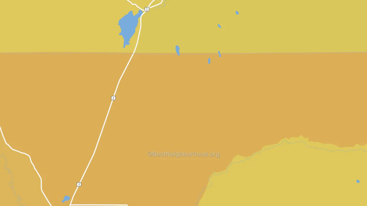 Map of the best neighborhoods in the Elmira area, with better matches in green and worse matches in red