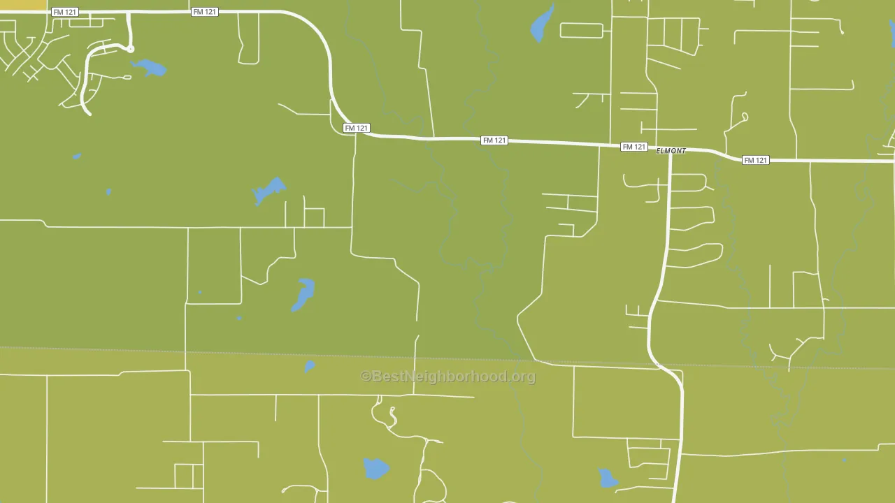 Map of the best neighborhoods in the Elmont area, with better matches in green and worse matches in red