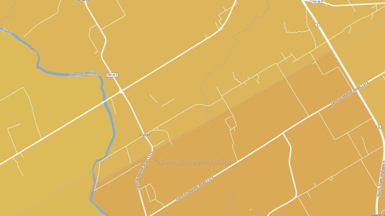 Map of the best neighborhoods in the Eloise area, with better matches in green and worse matches in red