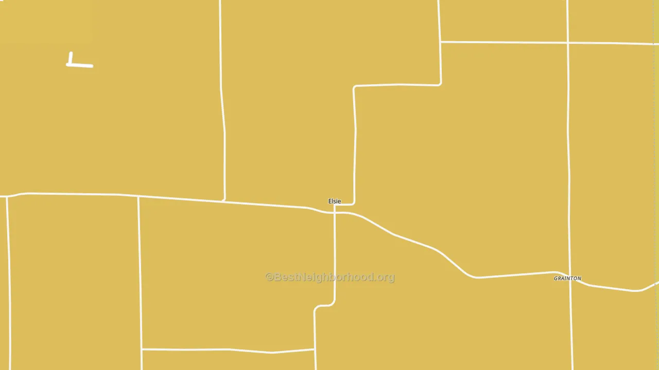 Map of the best neighborhoods in the Elsie area, with better matches in green and worse matches in red