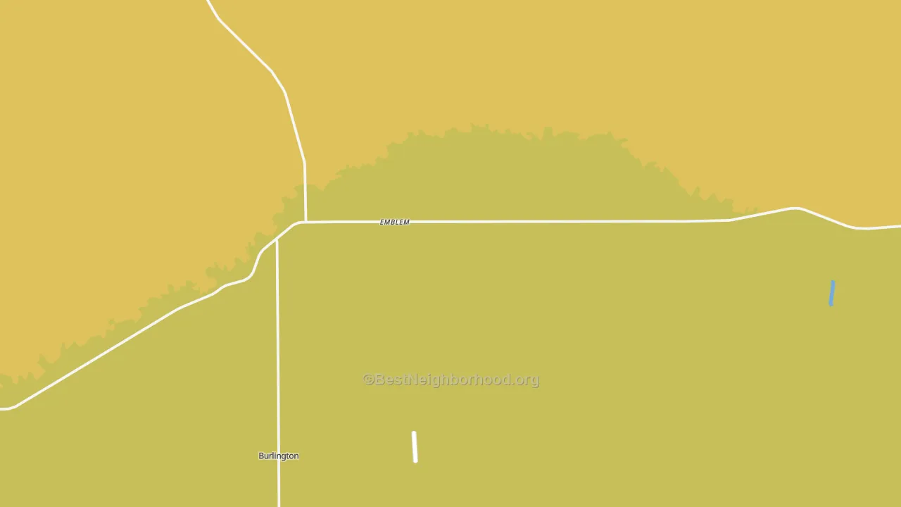 Map of the best neighborhoods in the Emblem area, with better matches in green and worse matches in red