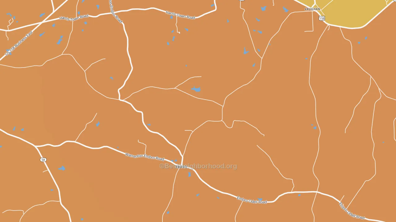 Map of the best neighborhoods in the Embro area, with better matches in green and worse matches in red