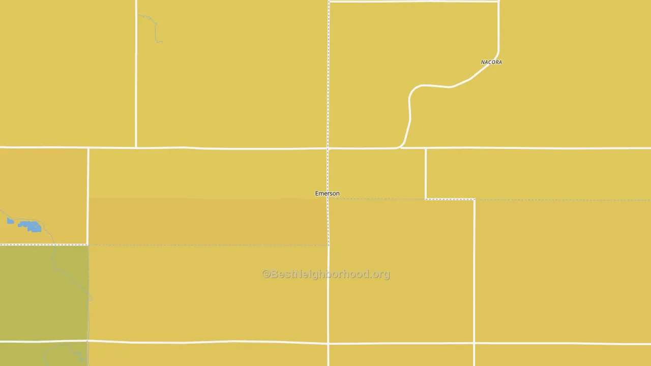 Map of the best neighborhoods in the Emerson area, with better matches in green and worse matches in red