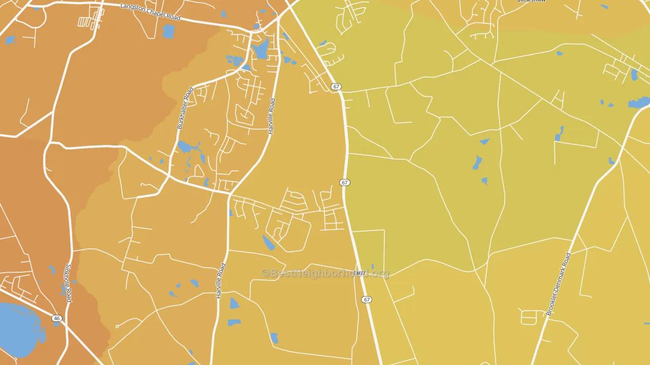 Map of the best neighborhoods in the Emit area, with better matches in green and worse matches in red