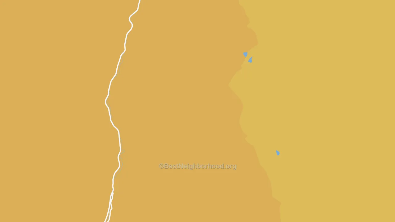 Map of the best neighborhoods in the Emma area, with better matches in green and worse matches in red