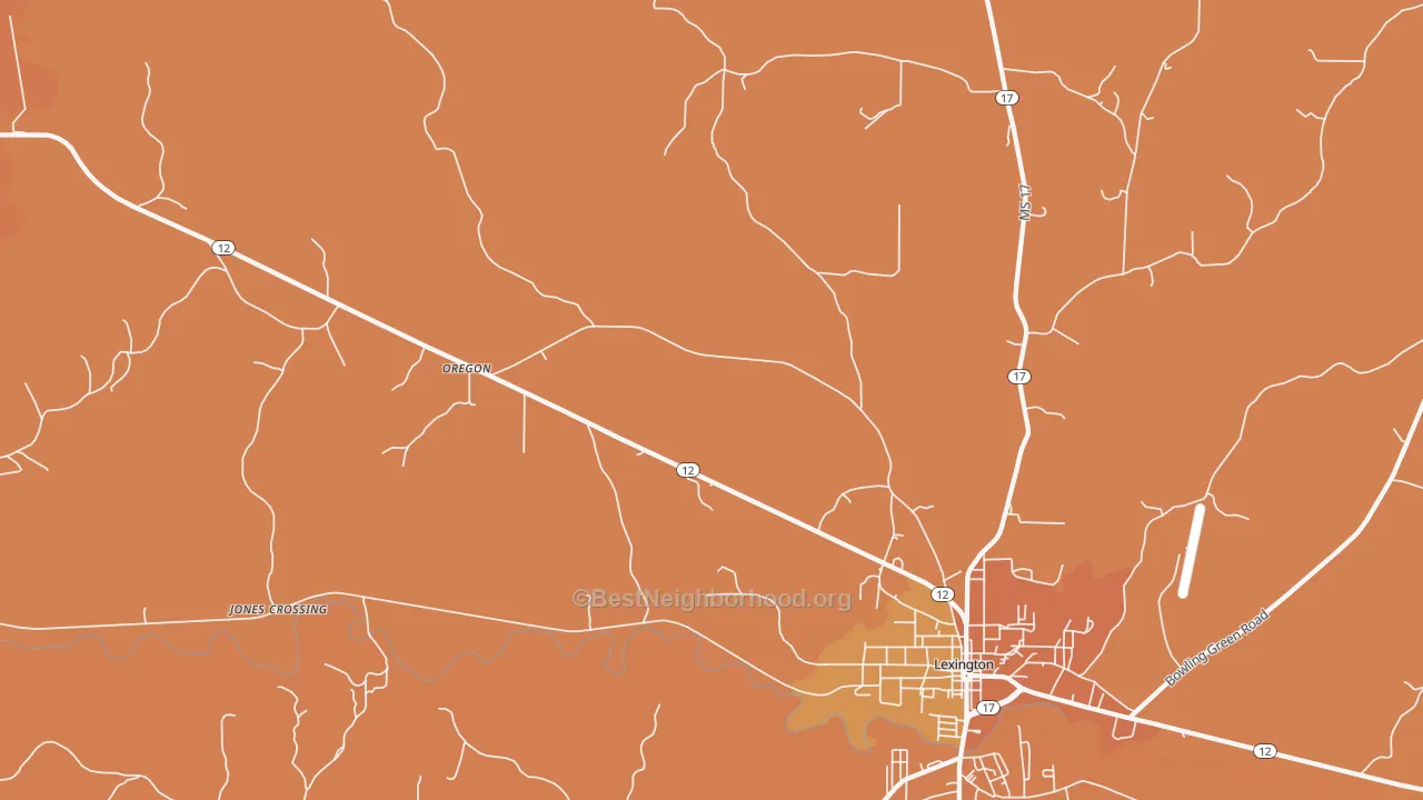Map of the best neighborhoods in the Emory area, with better matches in green and worse matches in red