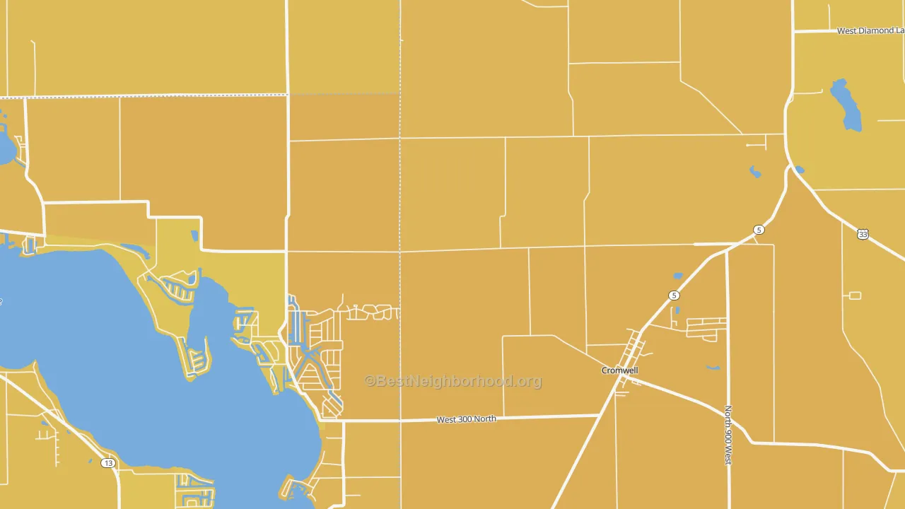 Map of the best neighborhoods in the Enchanted Hills area, with better matches in green and worse matches in red