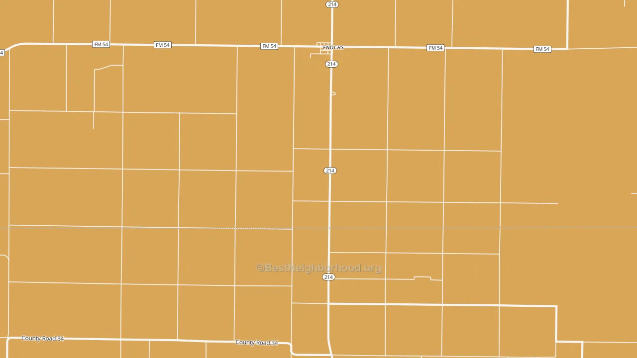 Map of the best neighborhoods in the Enochs area, with better matches in green and worse matches in red
