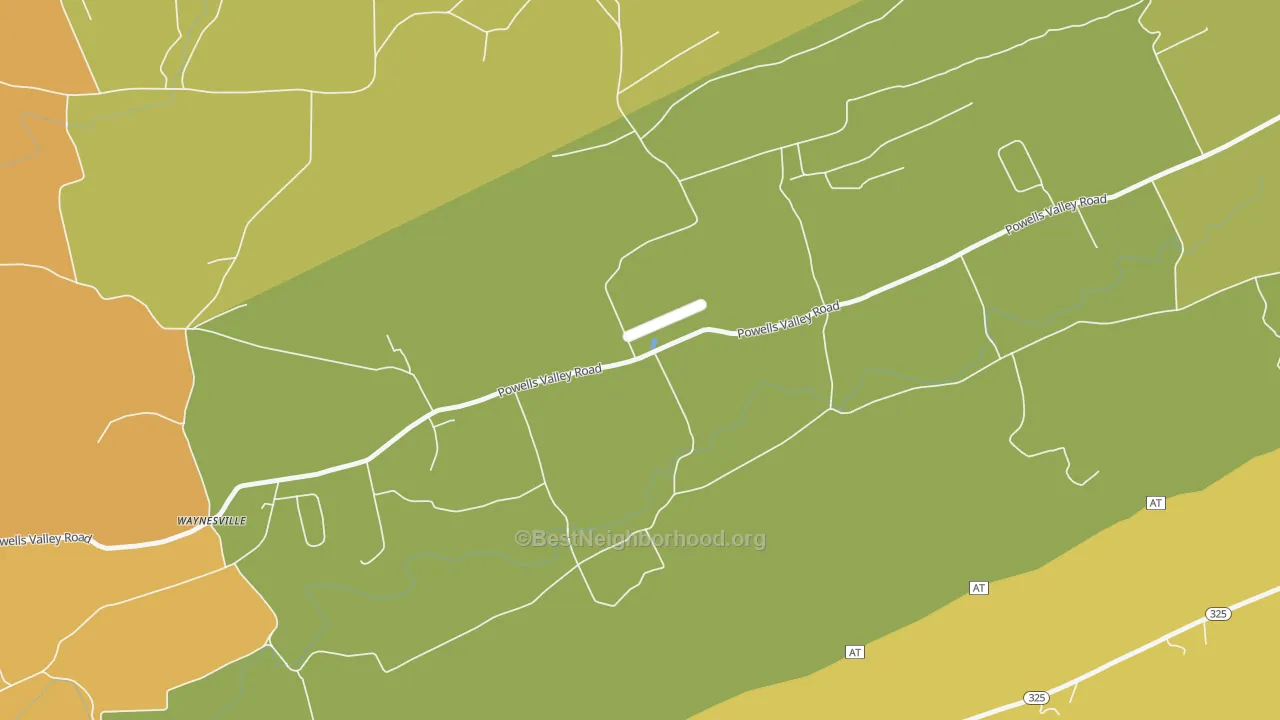 Map of the best neighborhoods in the Enterline area, with better matches in green and worse matches in red
