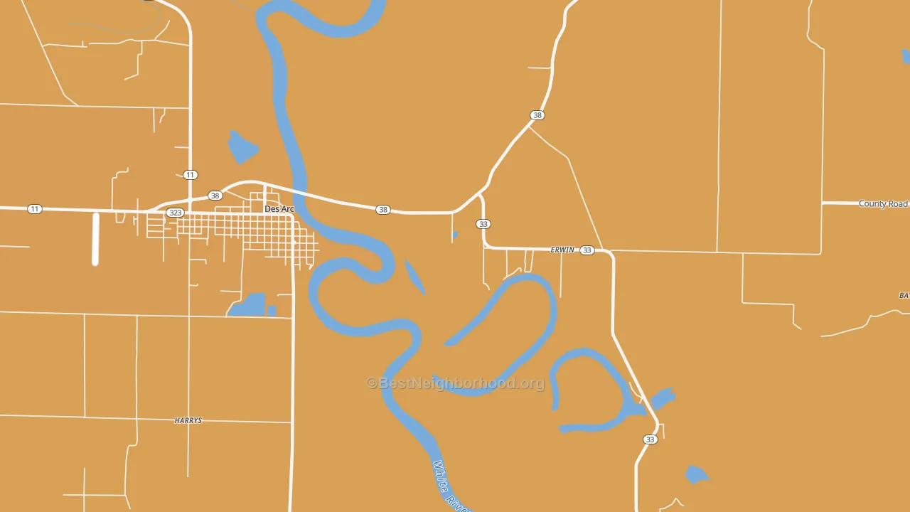 Map of the best neighborhoods in the Erwin area, with better matches in green and worse matches in red