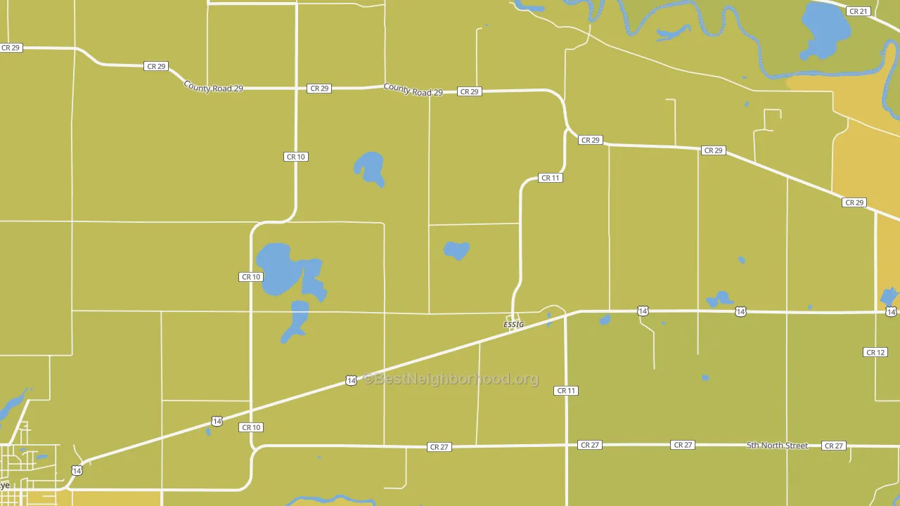 Map of the best neighborhoods in the Essig area, with better matches in green and worse matches in red