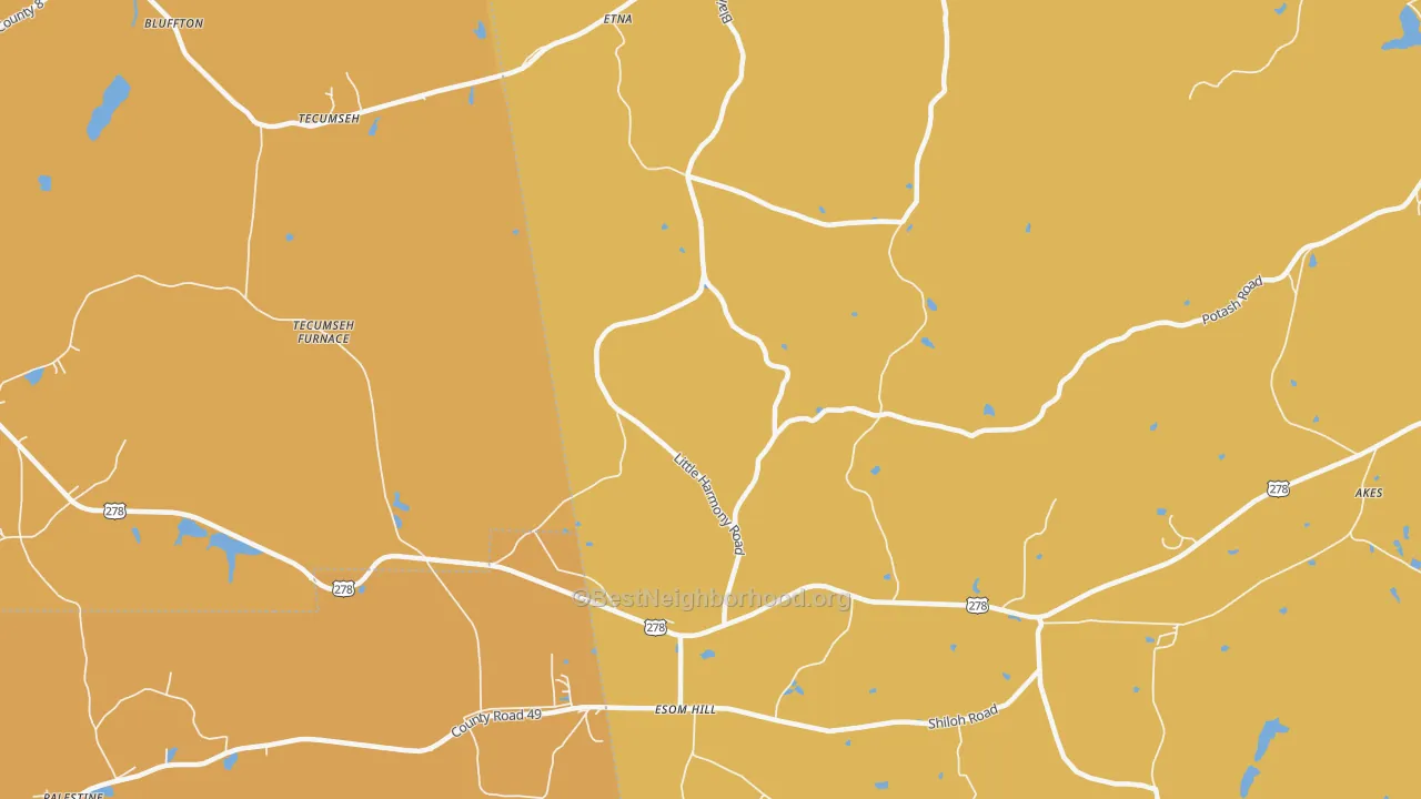 Map of the best neighborhoods in the Etna area, with better matches in green and worse matches in red