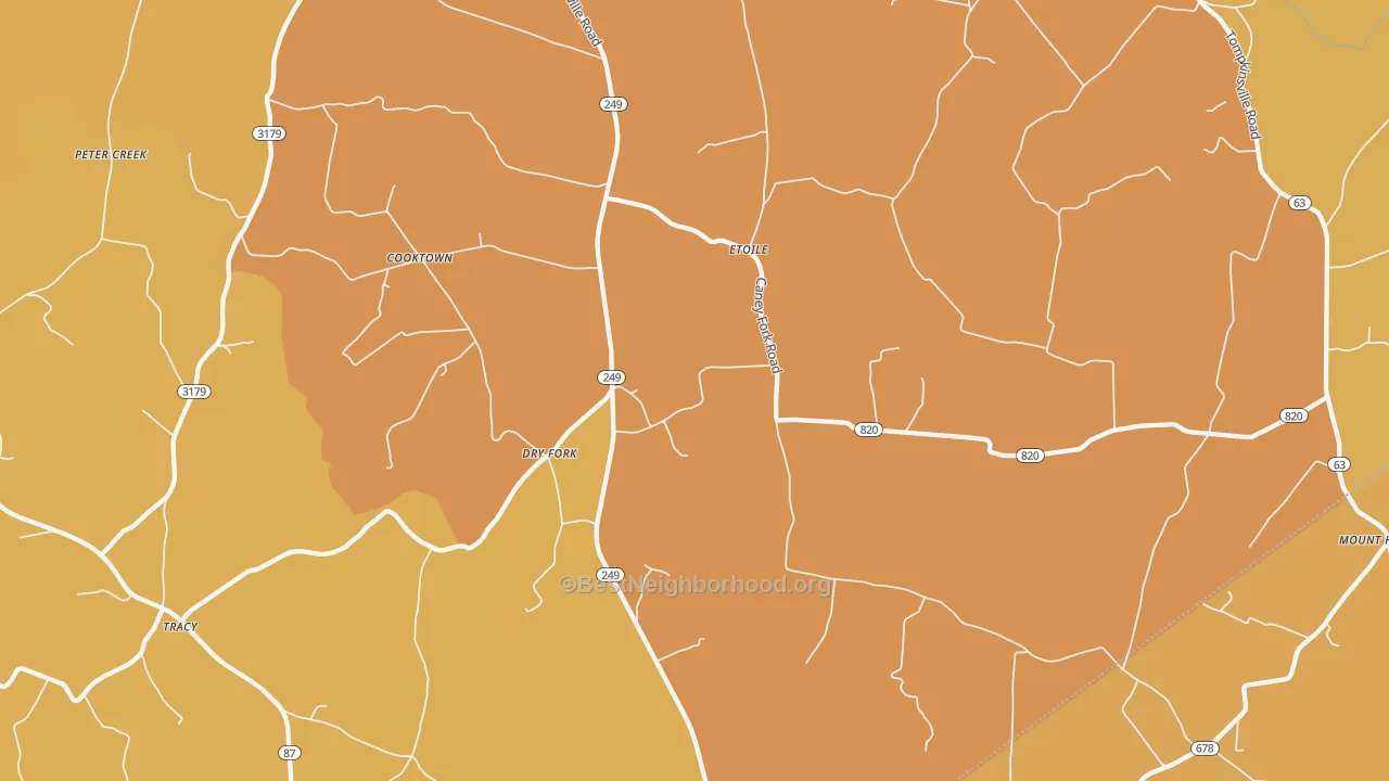 Map of the best neighborhoods in the Etoile area, with better matches in green and worse matches in red