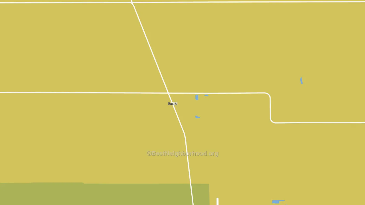 Map of the best neighborhoods in the Euclid area, with better matches in green and worse matches in red