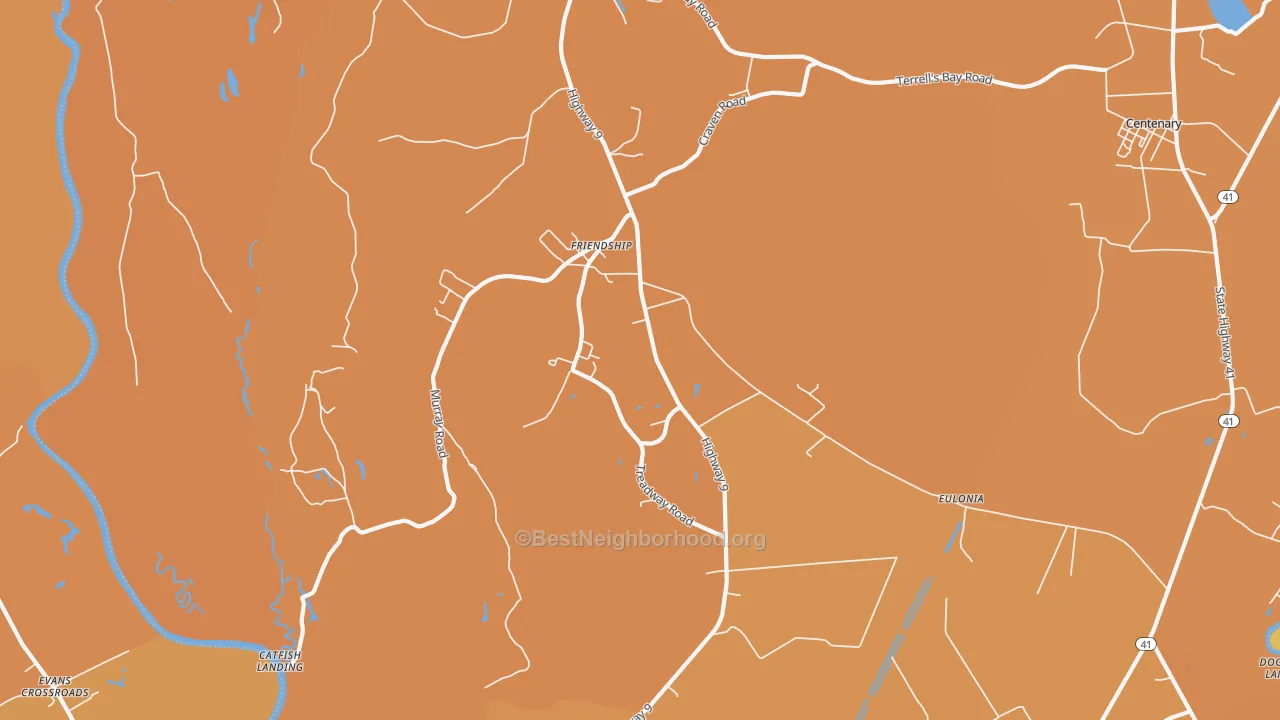 Map of the best neighborhoods in the Eulonia area, with better matches in green and worse matches in red